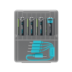 4 Piles Rechargeables USB-C CR123A 900mAh PaleBlue Voyager Lithium Ion 3V
