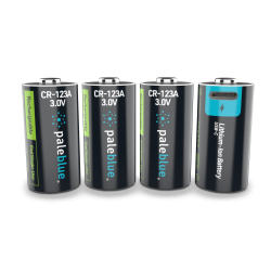 4 Piles Rechargeables USB-C CR123A 900mAh PaleBlue Voyager Lithium Ion 3V