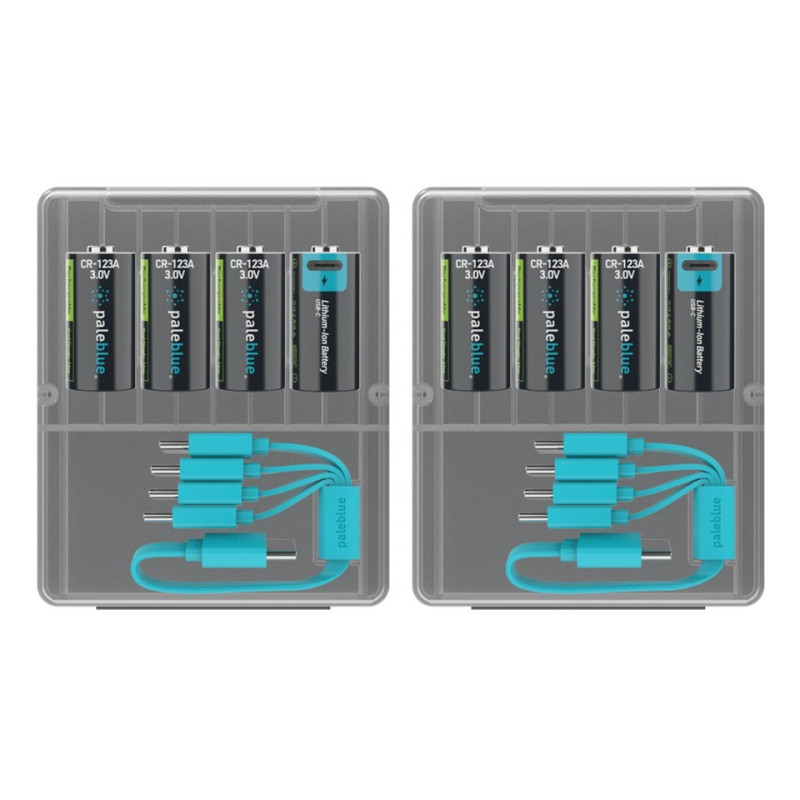 8 Piles Rechargeables USB-C CR123A 900mAh PaleBlue Voyager Lithium Ion 3V