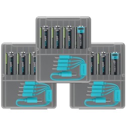 12 Piles Rechargeables USB-C CR123A 900mAh PaleBlue Voyager Lithium Ion 3V