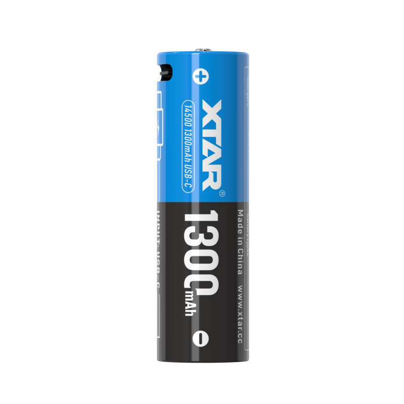 Pile Rechargeable USB-C 14500 Xtar Lithium 3,7V 1300mAh 3A