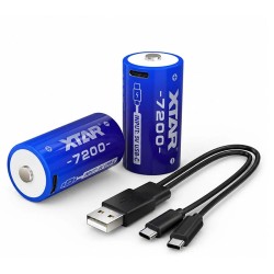 2 Piles Rechargeables USB-C C / HR14 CLR 7200 4350mAh Xtar Li-ion 1.5V