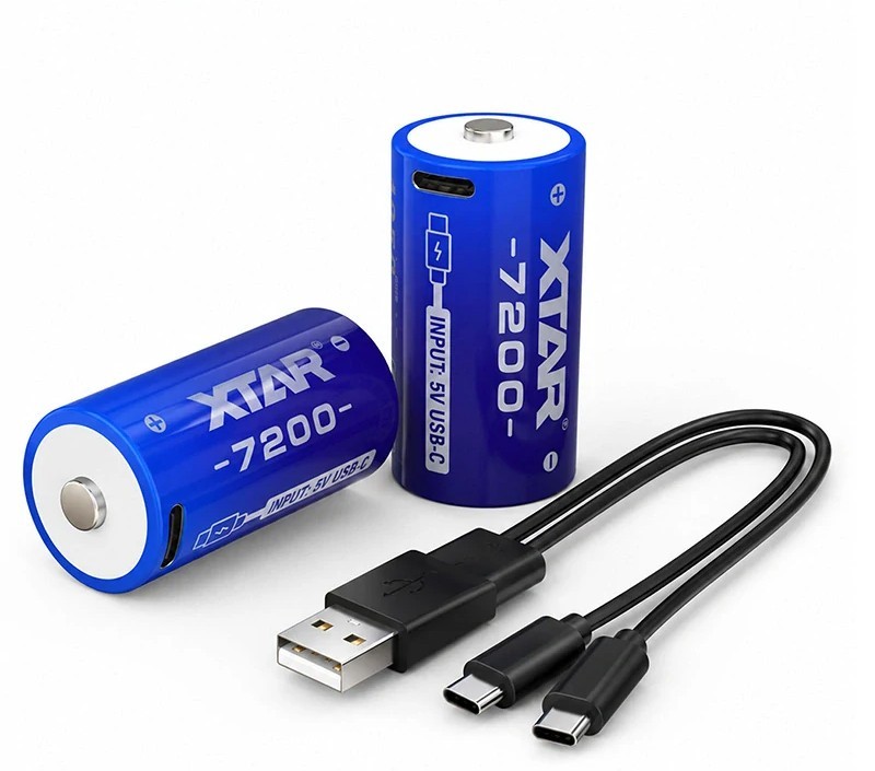 2 Piles Rechargeables USB-C C / HR14 CLR 7200 4350mAh Xtar Li-ion 1.5V
