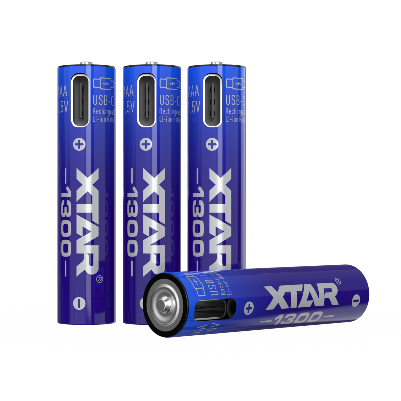 4 Piles Rechargeables USB-C AAA / HR03 CLR 1300 750mAh Xtar Li-ion 1.5V