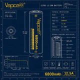 Pile Rechargeable INR21700 G68 Vapcell Li-ion 3,6V 6800mAh 12,5A