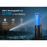 Pile Rechargeable USB-C 21700 Xtar Lithium 3,7V 5500mAh 15A