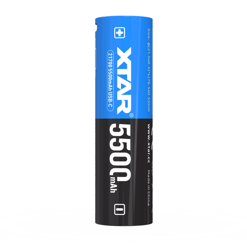 Pile Rechargeable USB-C 21700 Xtar Lithium 3,7V 5500mAh 15A