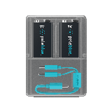 2 Piles Rechargeables USB-C 9V / 6LR61 560mAh PaleBlue Voyager Lithium Ion 3V