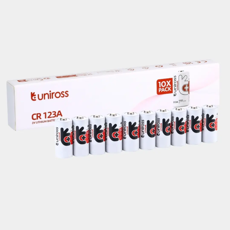 10 Piles CR123A Uniross Lithium 3V